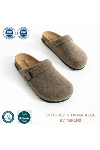 Cozi company Men's Cork Sole Orthopedic Felted Winter Closed-Front Sabo Daily Comfortable House Slippers