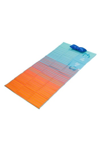 ANTBRO Beach mat bag made of plastic with inflatable pillow, blue/orange, 180x86 cm