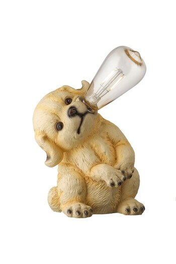 STA Solar Lamp, Dog-Shaped, for Garden, Cream