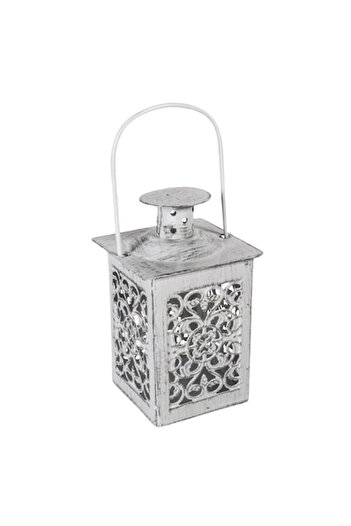 offlimits White Metal Lantern for Candle, DecorCasa, 7 x 13 cm