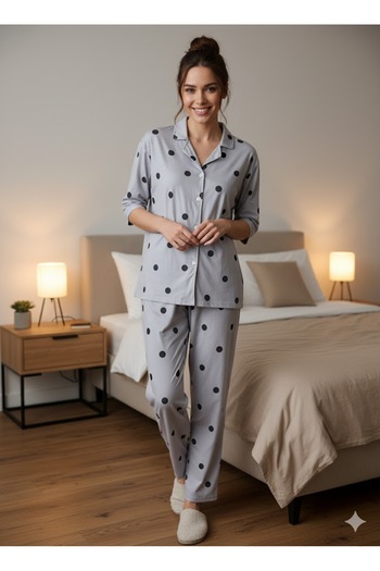 FAMES PİJAMA Women's Button-Detail Paddy Suit