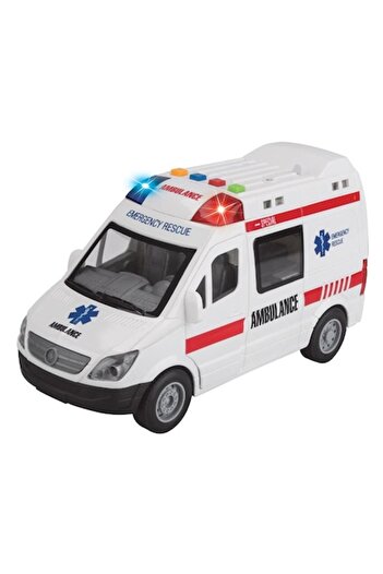 ANTBRO Toy vehicle ambulance 1:16 scale with opening doors and blue/red light siren