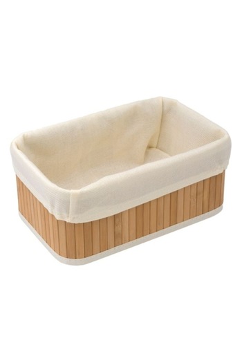Jumbo Bamboo and Fabric Storage Basket, 28x18x12cm