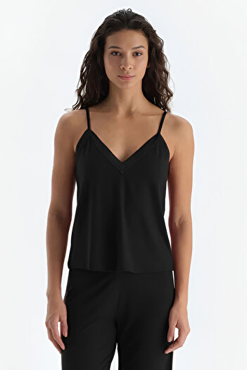 Eros Black Basic Thin Strap Tank Top