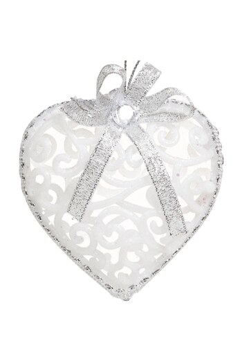 OEM Set of 6 decorative Christmas heart-shaped perforated baubles, 8 cm