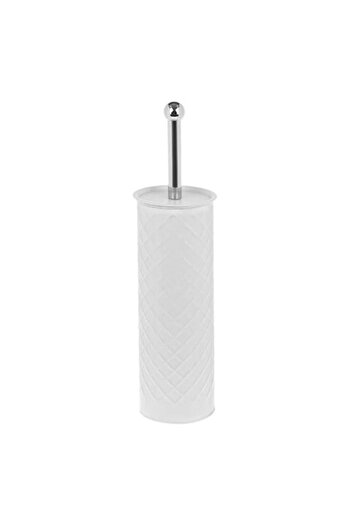 ANTBRO Perie WC ® cu bază metalică dreaptă, albă cu model diamantat, 39 cm