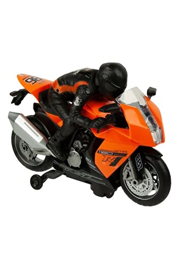 ANTBRO toy vehicle police motorcycle with bump&go, driver, sounds and lights, black/orange