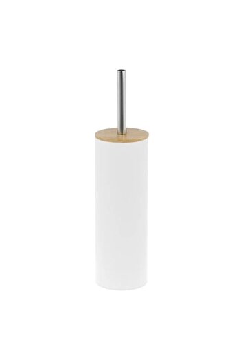 ANTBRO WC Brush Antbro® with straight metal base, white color, white brush with silver metal handle and ba