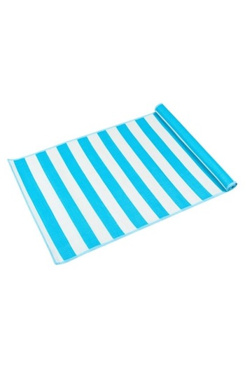 ANTBRO Plastic Beach Mat, Roll Style, Dense Weave, Turquoise with White Stripes, 180x60 cm