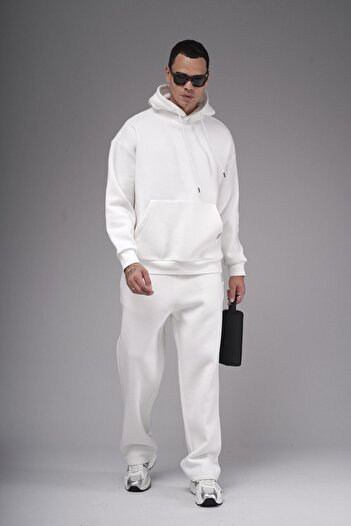 king brich Oversize Fit Kangaroo Pocket Hooded Straight Bottom Top Set