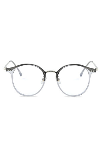 Angel Eyes Round Gray Metal Framed Computer Glasses Blue Light Protective Clear Lens