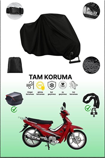 dokaca Black Lock and Tail Bag Compatible Mondial 100 Mfm Compatible Motorcycle Tarpaulin, Protective Cover