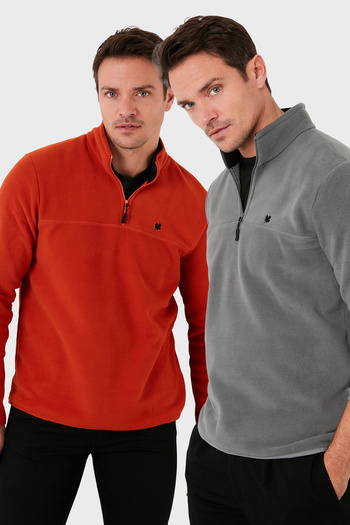 Buratti Slim Fit Anti-Pilling Non-Pilling Bato Collar Raised 2-Pack Fleece Men's Polar 5906