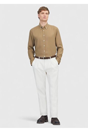 Ramsey Oil Green Plain Woven Casual Shirt