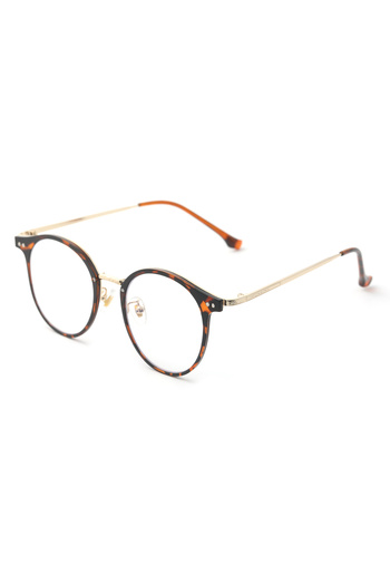 Angel Eyes Leopard Pattern Metal Gold Framed Computer Glasses Blue Light Protective Clear Lens