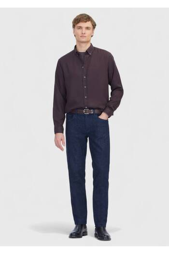 Ramsey Plum Plain Woven Casual Shirt