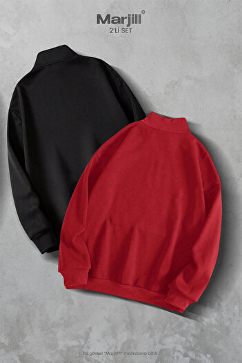 Marjill 2-Piece Half-Zip Stand Collar Sweatshirt Campaign Set