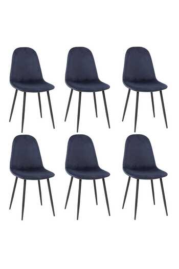 ARTA DOOR Set of 6 Rya Chairs - HORECA CHAIR - Metal Leg, Modern, Kitchen, Living Room, Bedrooms, Hallways, Textile