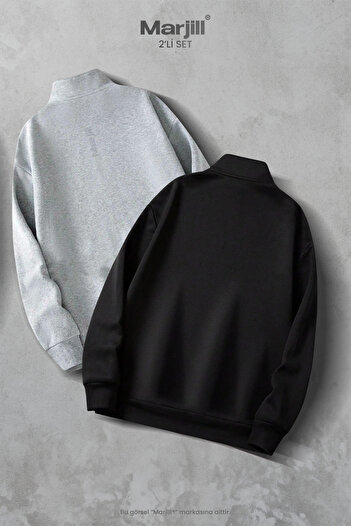 Marjill 2-Piece Half-Zip Stand Collar Sweatshirt Campaign Set