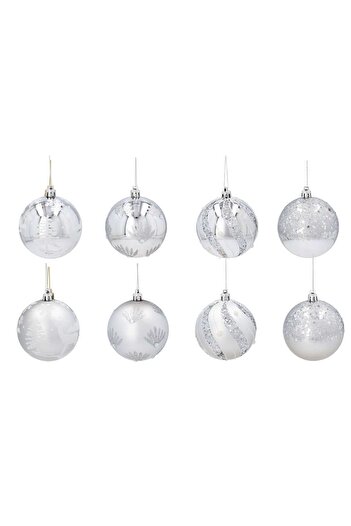 Selgot Christmas Ornaments, 8 cm, Silver, 6 pieces