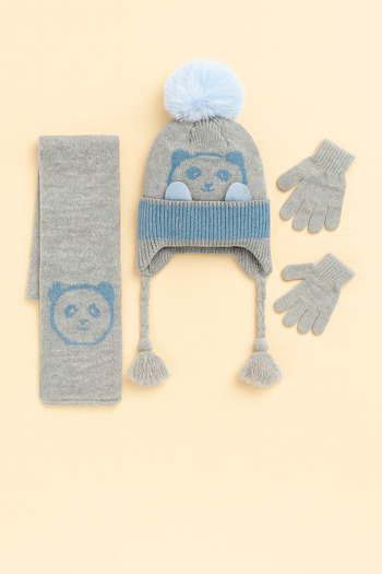 Krazber Baby Boy Scarf, Beanie and Gloves Set |   Beige