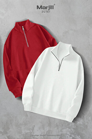 Marjill 2-Piece Half-Zip Stand Collar Sweatshirt Campaign Set