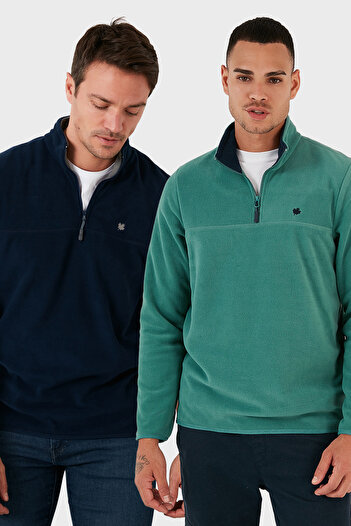 Buratti Slim Fit Anti-Pilling Non-Pilling Bato Collar Raised 2-Pack Fleece Men's Polar 5906
