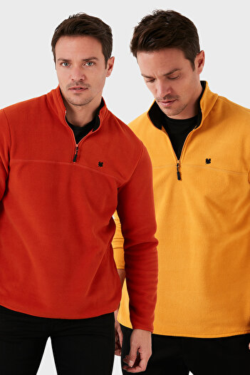 Buratti Slim Fit Anti-Pilling Non-Pilling Bato Collar Raised 2-Pack Fleece Men's Polar 5906
