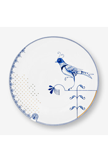 Pip Studio Blue Bird Beyaz Porselen Yemek Tabağı 25,5 Cm