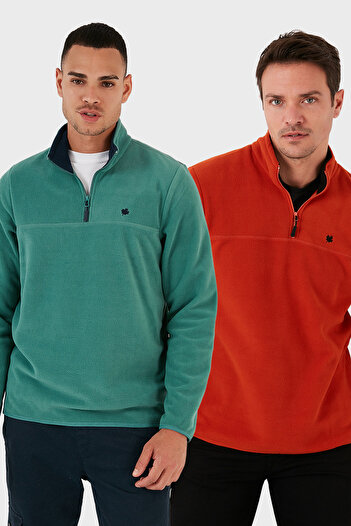 Buratti Slim Fit Anti-Pilling Non-Pilling Bato Collar Raised 2-Pack Fleece Men's Polar 5906