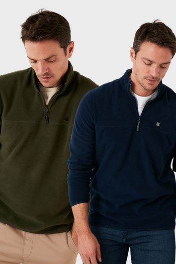 Buratti Slim Fit Anti-Pilling Non-Pilling Bato Collar Raised 2-Pack Fleece Men's Polar 5906