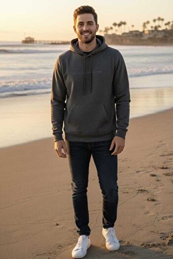 Voltaj Fern Hooded Men's Sweatshirt Anthracite