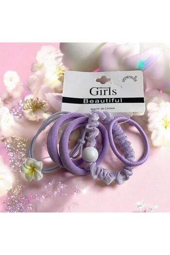 The Cloudish Shop Girl's 5-Piece Rubber Buckle Set with Flower Pearl Details
