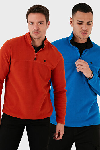 Buratti Slim Fit Anti-Pilling Non-Pilling Bato Collar Raised 2-Pack Fleece Men's Polar 5906