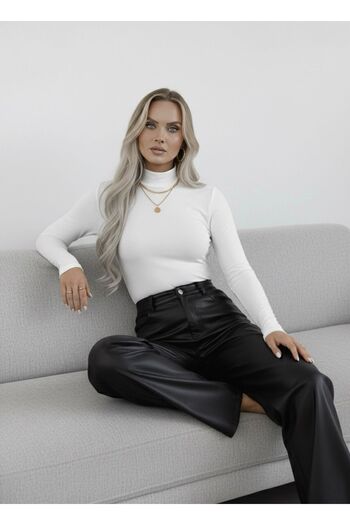 hashtag Women's Turtleneck Long Sleeve Bodysuit – Basic Plain Model 2-Pack