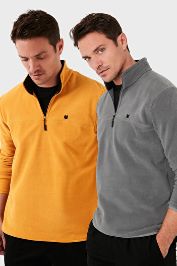 Buratti Slim Fit Anti-Pilling Non-Pilling Bato Collar Raised 2-Pack Fleece Men's Polar 5906