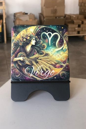 FourArts Tablou din marmură cu design special pentru semnul zodiacal Ac 10x10 cm Accesoriu decorativ pentru birou