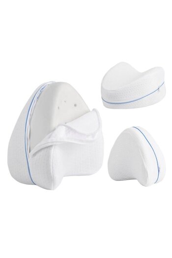 TeleOnline Europe Knee and Leg Support Pillow, Memory Foam, 23x23 cm, White