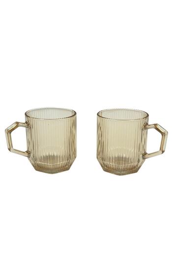 MOSTAFA Set of 2 clear glass cups, suitable for hot and cold drinks, 270 ml
