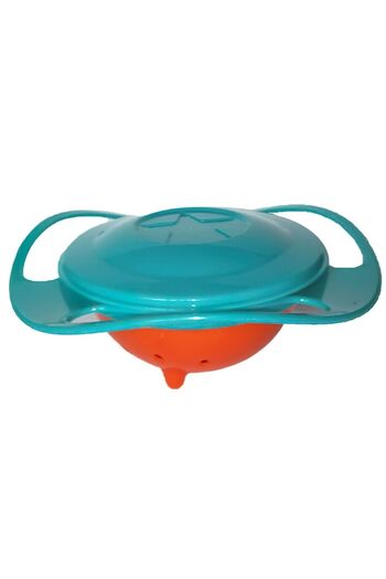 MRG Children's Bowl M-524, Spill-Proof, 360° Rotation, Green/Orange