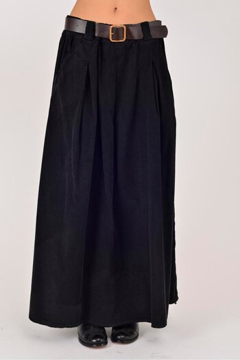 Park Moda 3233 Lova Belt-Detail Flocked Velvet Skirt