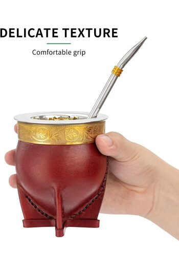 Lava Roastery Imperial Yerba Mate Tea Cup Mug, Premium Leather, High Quality, 6.7 oz /200 ml
