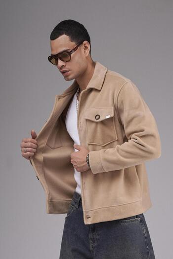 king brich Regular Fit Pocketed Plain Cashmere Men's Shirt