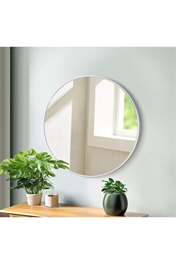 Bin shihoon Modern white framed circular mirror