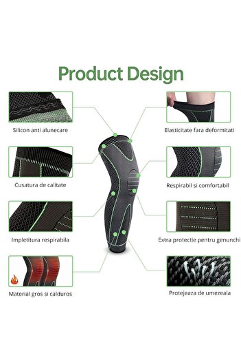 STM Long Elastic Knee Brace, STM, for Knee and Leg, Green with Black, UNISIZE