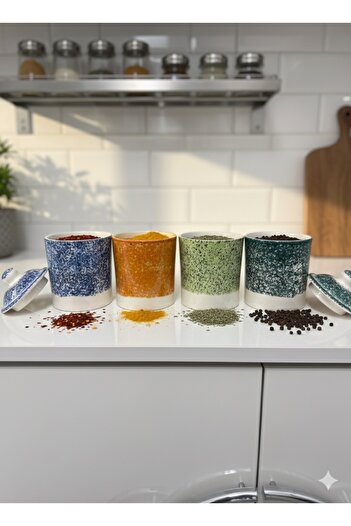Dem Home 4-Piece Ceramic Spice Rack Colorful Spice Rack