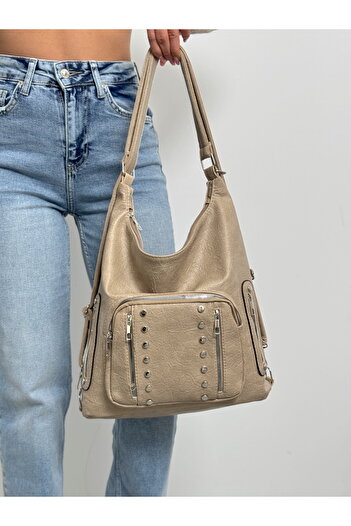 Çanta Trend Soft Faux Leather Mink Women's Bag Suitable for Hand Shoulder and Back Use