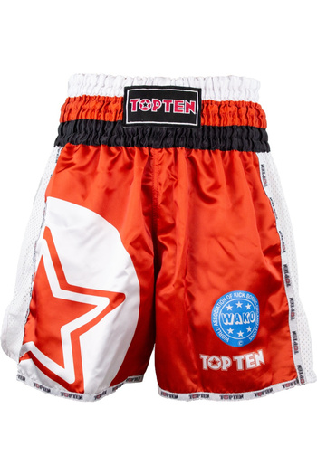 Top Ten WAKO approved kickboxing shorts "WAKO Star", TopTen, Red, XS