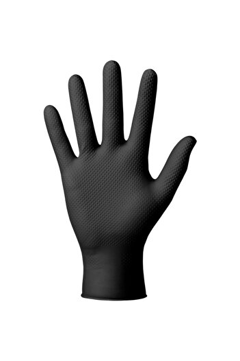 Mercator Medical Mercator PowerGrip Nitrile Gloves, Diamond-Textured, Chemical Resistant, Black, Size L, Pack of 50