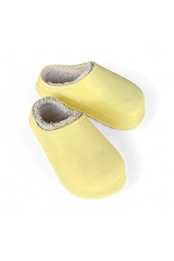 AkınalBella Akınal Soft Yellow Unisex Comfortable Lightweight Sole Slippers with Wool Inside